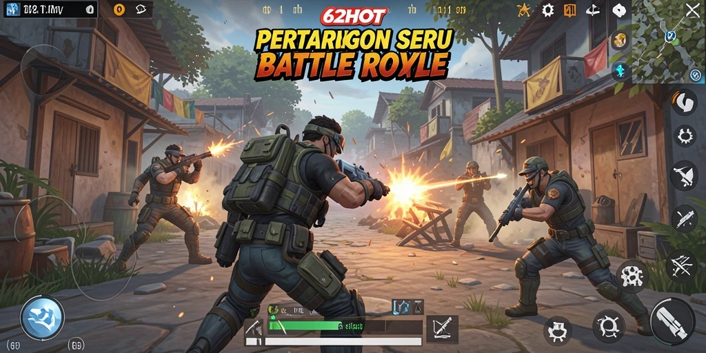 Gameplay seru dalam 62HOT dengan pertempuran furious.
