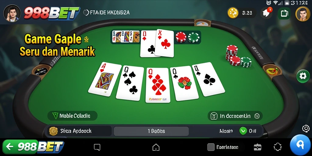 Menampilkan gameplay Gaple yang seru dan interaktif.