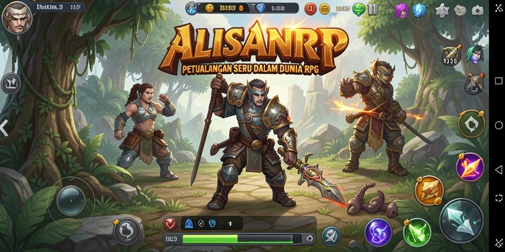 Tangkapan layar gameplay ALISANRP menampilkan aksi seru dalam pertempuran RPG.