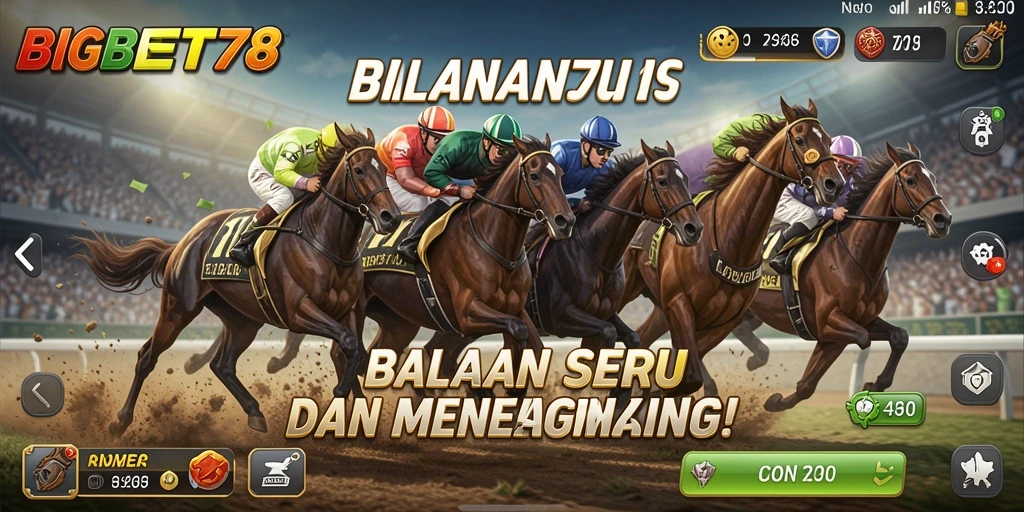 Tangkapan layar menunjukkan aksi balapan yang intens dalam BIGBET78.
