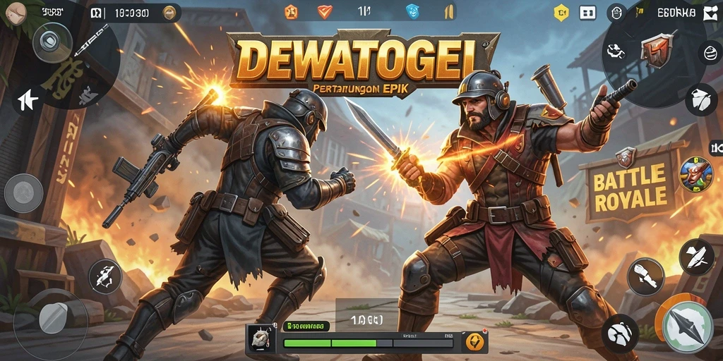 Tampilan gameplay seru di <strong>DEWATOGEL</strong> dalam pertempuran Battle Royale.