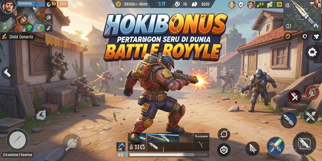 Tampilan gameplay seru dari HOKIBONUS dengan aksi Battle Royale yang intens.