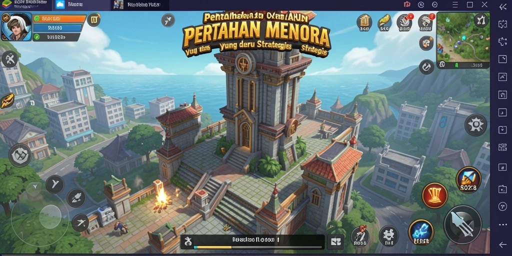 Tampilan seru dari gameplay Tower Defense NOX123 dengan grafik menarik.