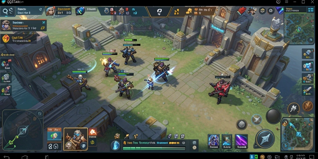 Menampilkan momen strategis dalam gameplay QQSTAR.