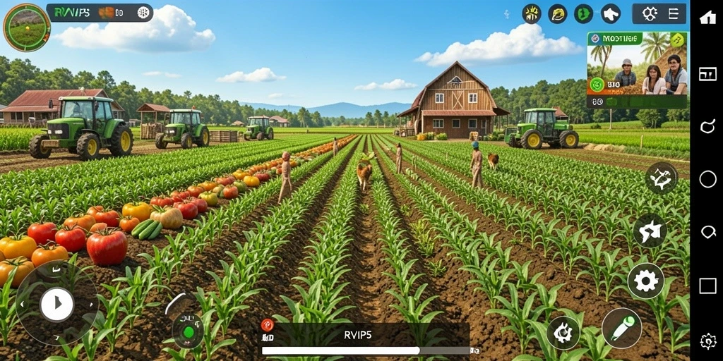Tampilan gameplay yang menarik dalam RVIP5 saat bertani.
